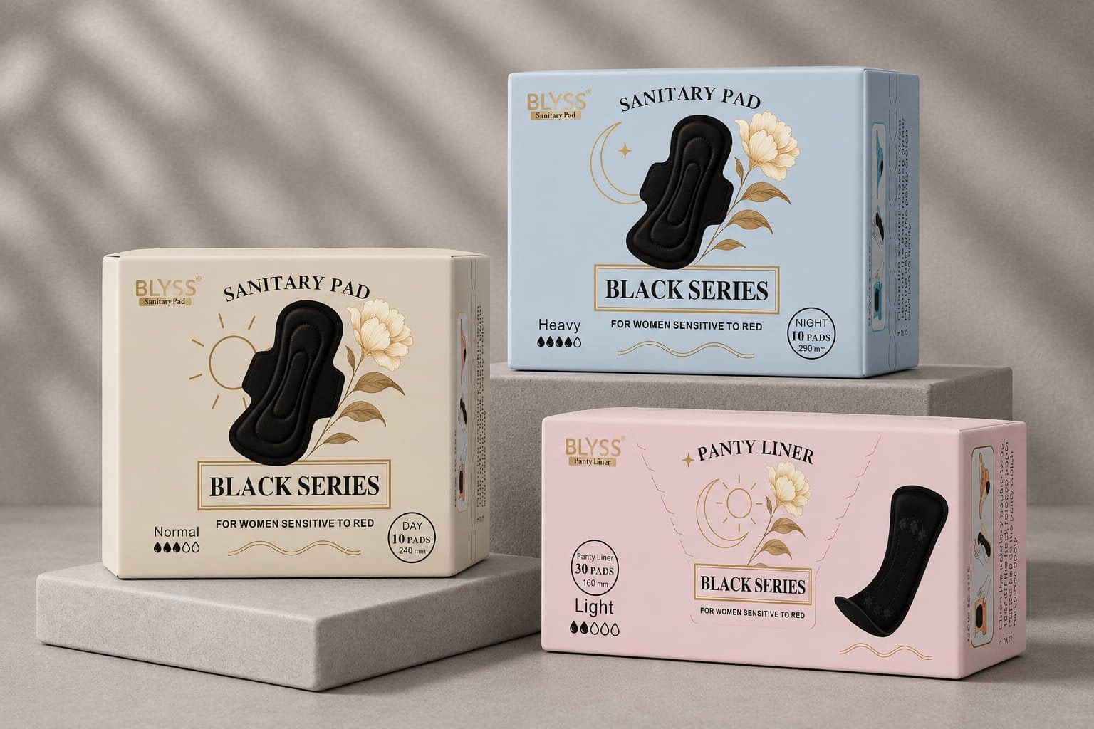 Blyss Black Sanitary Pad - Discreet Comfort Feminine Care