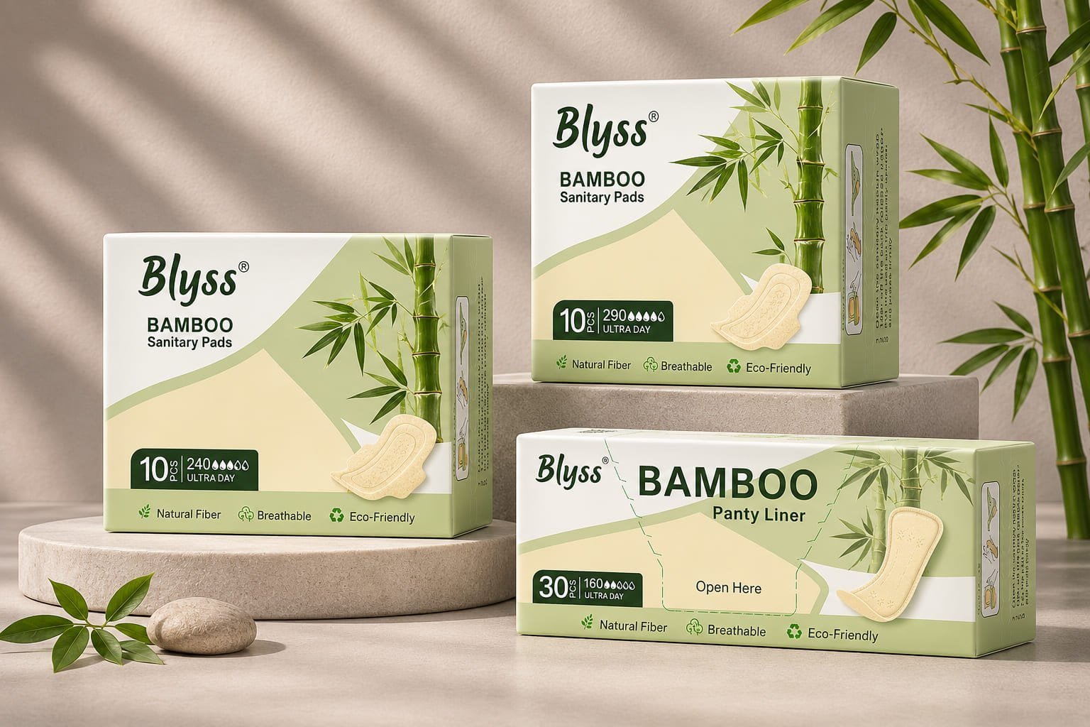 Blyss Bamboo Sanitary Pad - Natural Bamboo Fiber Feminine Care