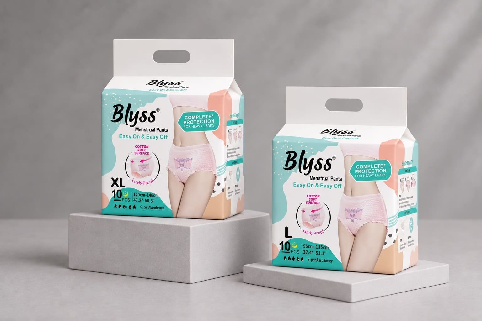 Blyss Menstrual Pants - Disposable Period Underwear with 360 Leak-Proof Protection for Heavy Flow